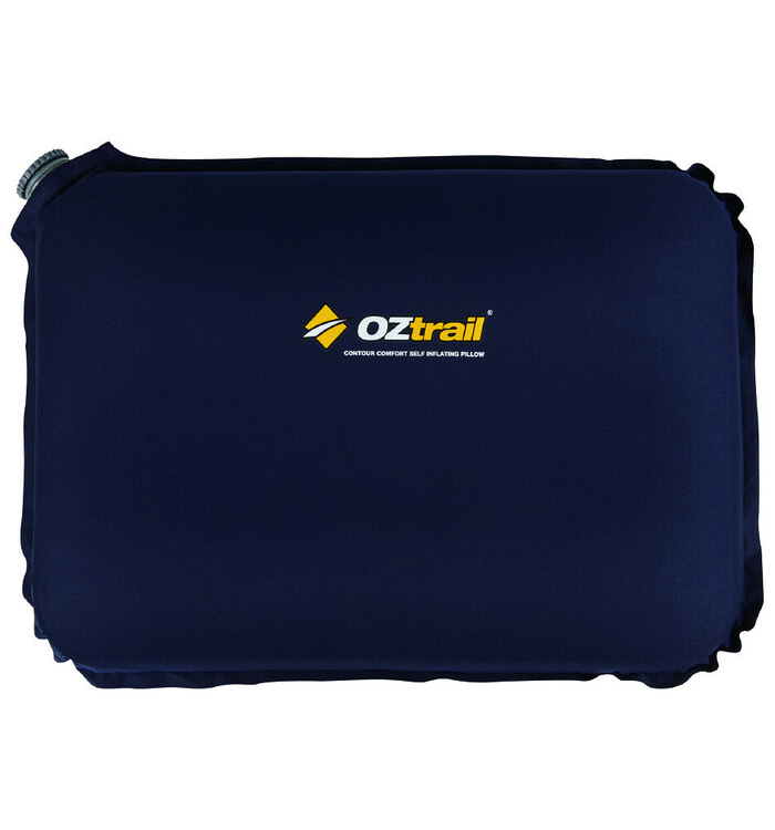 Oztrail Self Inflating Comfort Contour Pillow Blue & Grey L