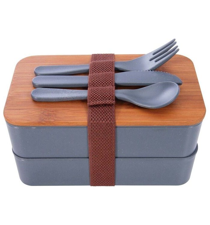 Is Gift Wheat Straw Bento Box With Cutlery Multicoloured
