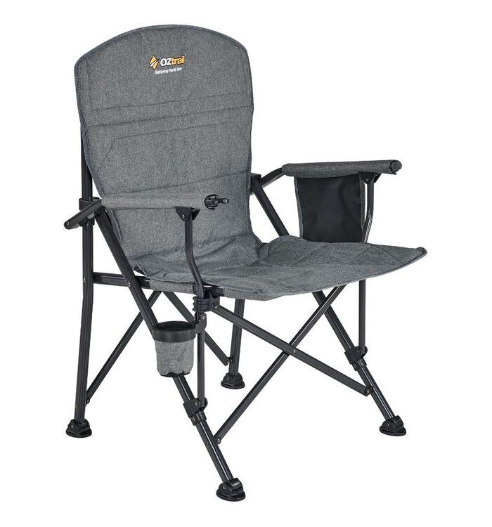Oztrail Getaway Hard Arm Chair Grey